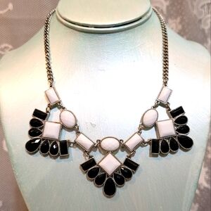 Elegant Black and White Statement Necklace